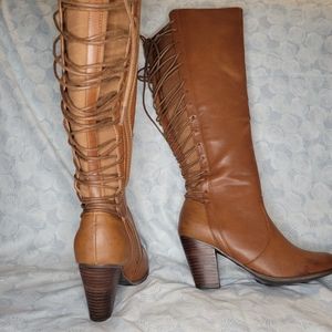 Torrid Knee High Brown Faux Leather Boots Sz. 8.5
